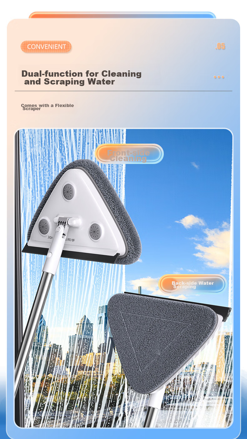Jiabangshou Triangle Glass Cleaner, 2025 Model, for Home Use, Ceiling Cleaner, Cabinet And Wall Cleaner, Cleaning Tool, All-In *2 Pieces of Cloth 8