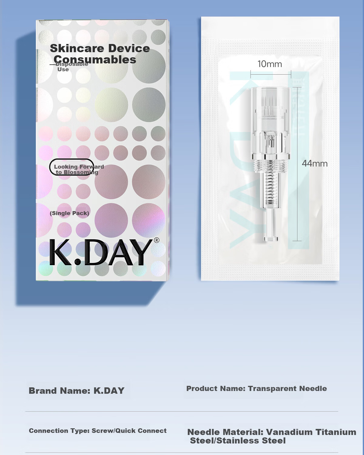 KDAY Transparent Needle Thread Screw Type Round Crystal Needle for Skin Beauty Device, Facial Beauty Device Special Needle 12