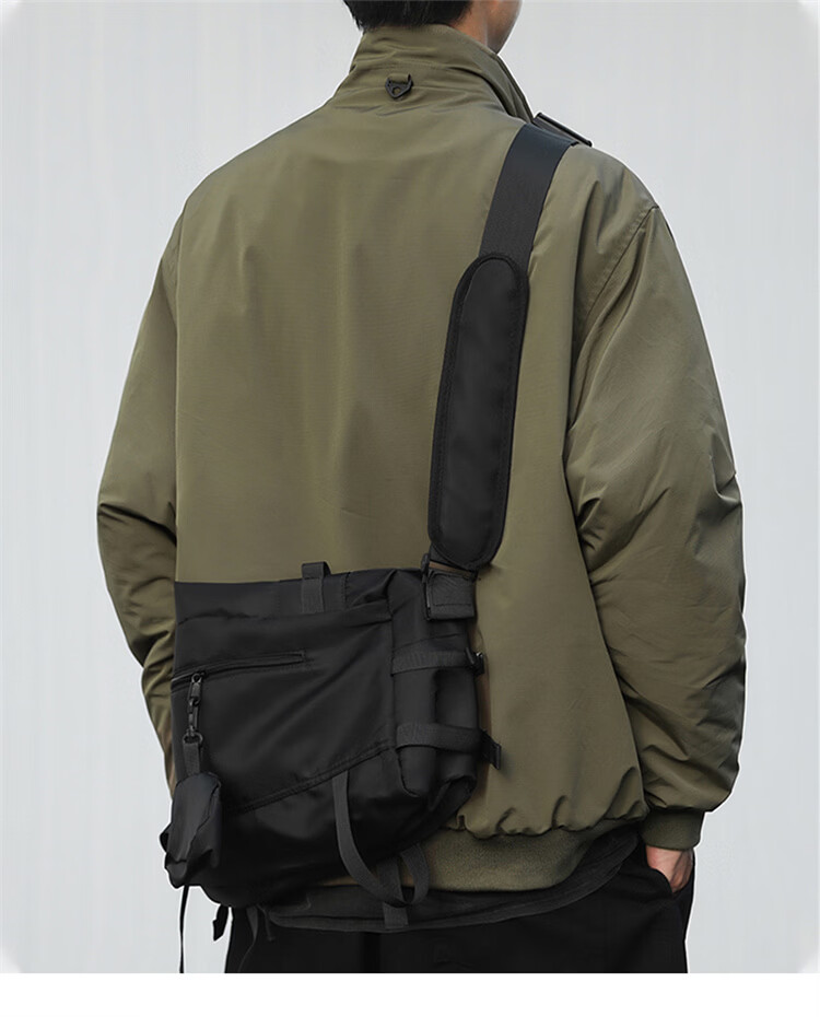 MARK FAIRWHALE Men's Spring and Autumn Stand Collar Workwear Jacket Casual Outdoor Men's Black 3XL 6