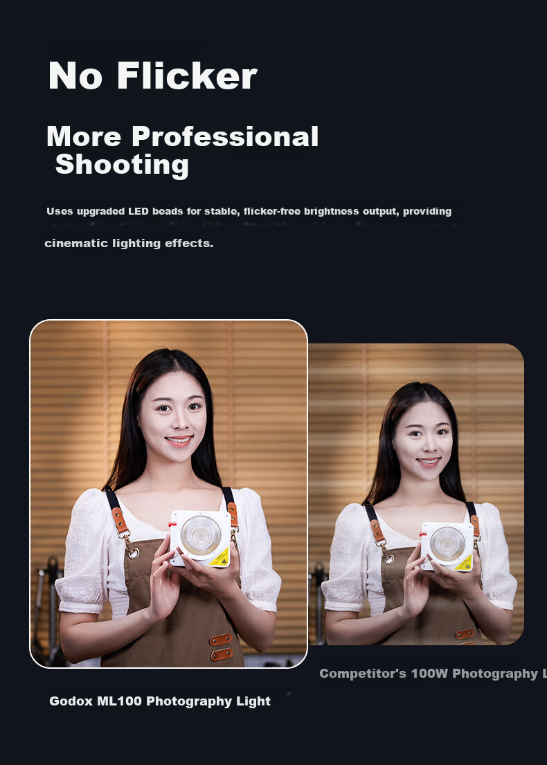 Godox ML80BI Continuous Fill Light Handheld Photography Light Portable COB Outdoor Shooting Video Light 26