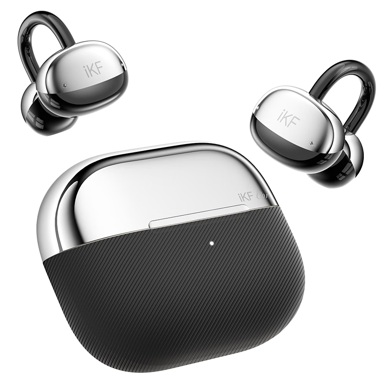 IKF C01 Clip-On Bluetooth Headphones, Wireless Open-Style Bone Conduction, Not In-Ear, for Running And Sports, AI Calling, Noise Reduction, Long Battery Life, Suitable for Huawei And Xiaomi, Midnight Black