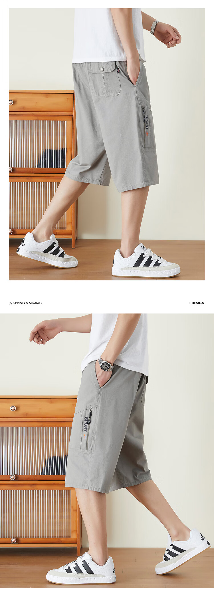 RED DRAGONFLY Men's Summer Fashion Simple Cotton Comfortable Breathable Versatile Seven-Point Sports Cargo Shorts 20