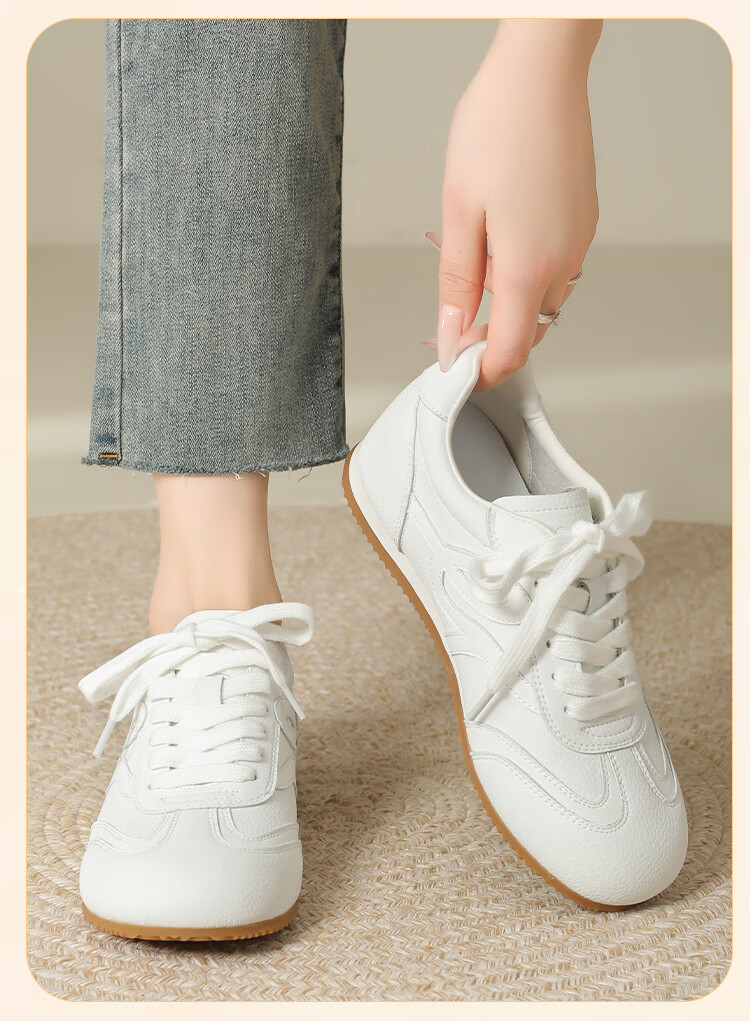 Zhuoshini Versatile White Sneakers for Women Soft Sole Sports Shoes White Size 35 (225mm) 6