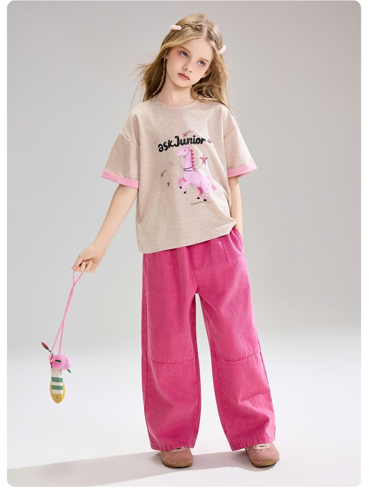 ASK JUNIOR Kids Short Sleeve T-Shirt Summer Fashion Printed Half Sleeve Base Shirt Girls Sweet Cute Top 11