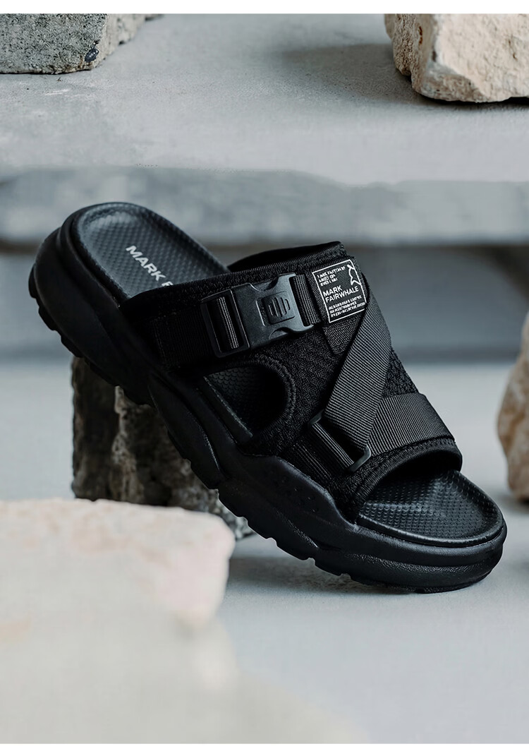 Mark Fairwhale Men's Sandals Fashion Casual Slippers Home Outdoor Beach Lightweight Trendy Black Size 43 11
