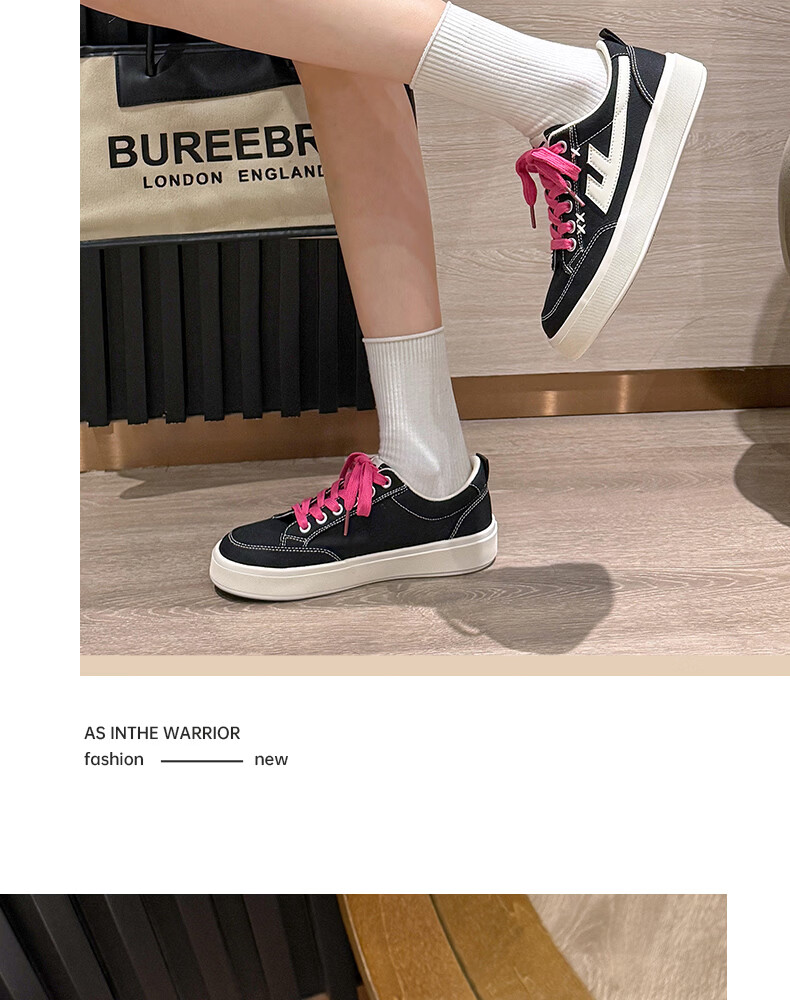 Warrior Official Women's New Versatile Sneakers 2026 Summer Classic Simple Breathable Canvas Shoes Women Beige Red Size 35 15
