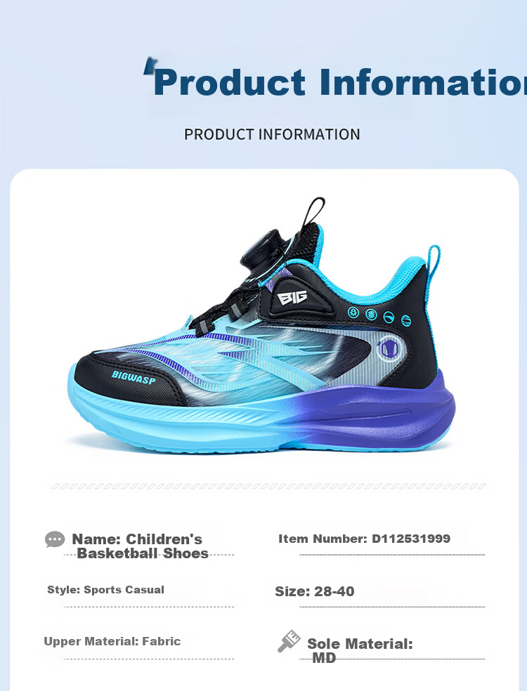 BIG WASP Kids Running Shoes Children's Spring and Autumn Sports Shoes Boys Mesh Non-Slip Primary School Shoes D112531999 12