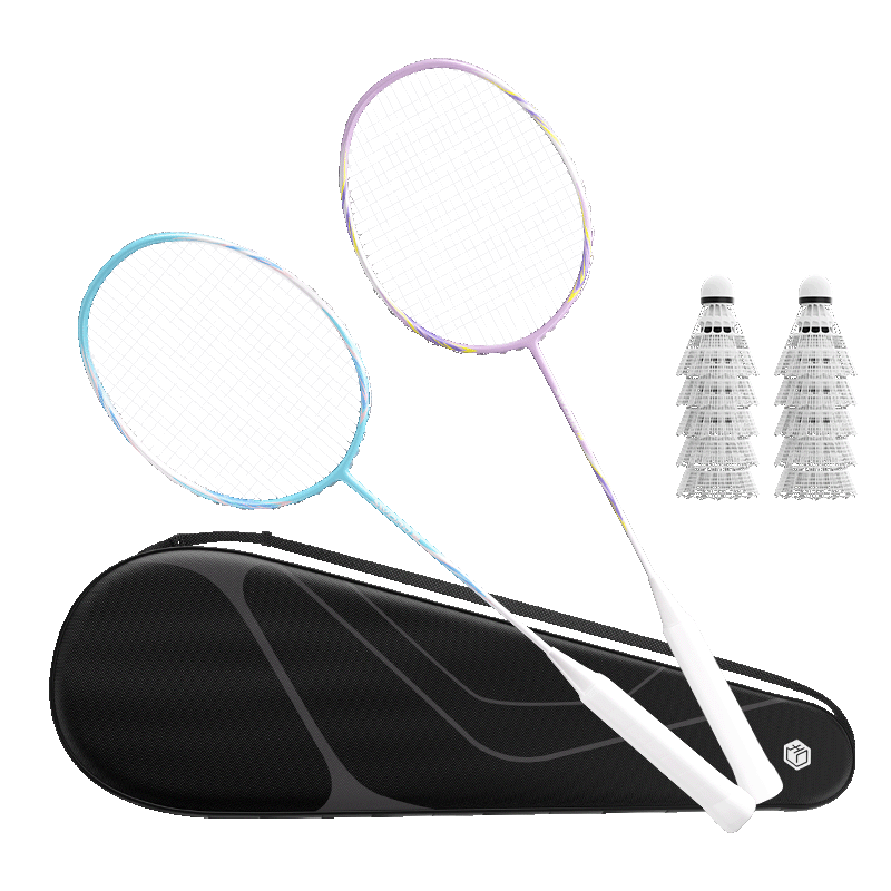 JD Original Full Carbon Badminton Racket, Durable Ultra-Light Pre-Strung, Li Ren 700 Pair Rackets, with Free Racket Case + 10 Shuttlecocks