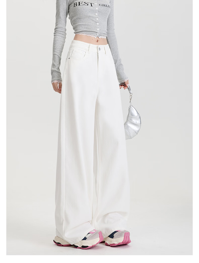 Borui White Tencel Three-Proof Denim Pants 2026 New Spring Lyocell Wide-Leg High-Waist Loose Flared Casual Pants 13