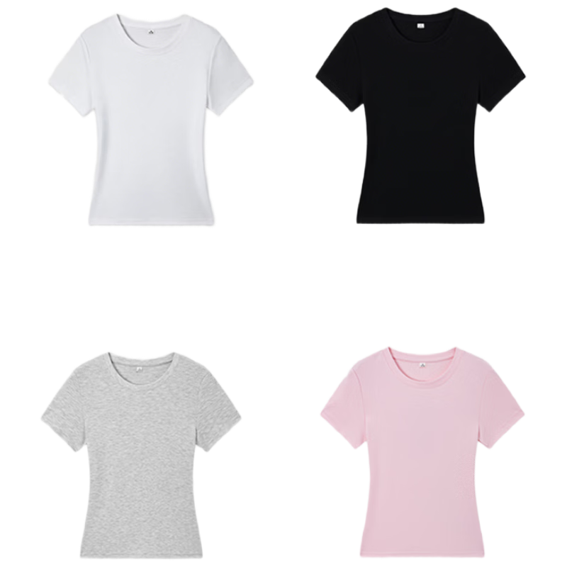 Ordifen 10A Antibacterial Women's Base Shirt 91% Cotton Regular Shoulder Crew Neck Short Sleeve T-Shirt Spring Summer Casual Slim Fit Gray XL