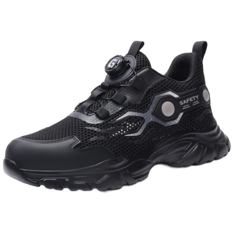 Jingtu Men's Summer Breathable Anti-Smash Steel Toe Anti-Puncture Lightweight Comfortable Work Safety Shoes F115BKT Size 41