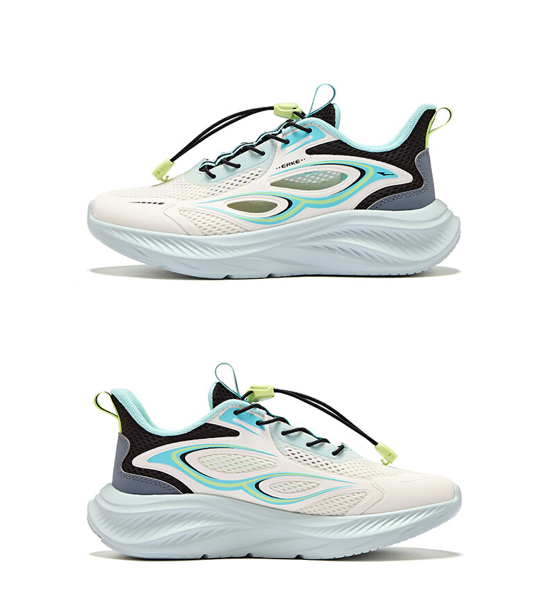 ERKE Kids Sandals Boys and Girls Children's Non-slip Beach Frame Shoes Microcrystalline White/Mist Blue/Midnight Blue Size 36 41