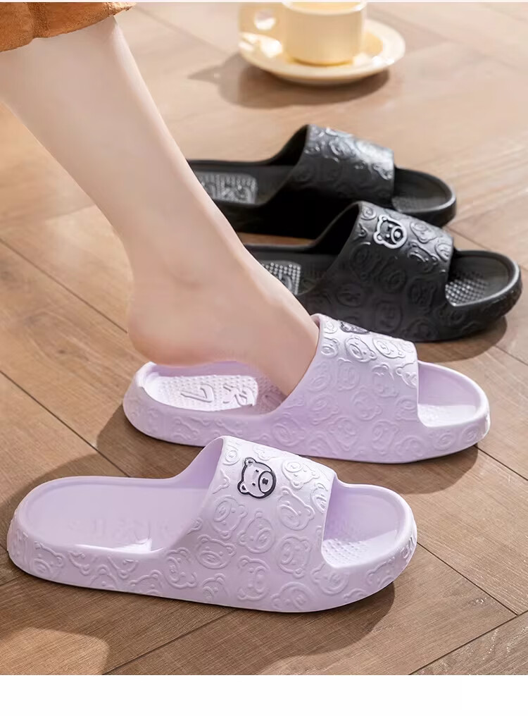 Qiumuxi Women's Squishy Slippers Home Bathroom Couple Non-Slip Cute Cartoon Outdoor Sandals Pink Size 38-39 4