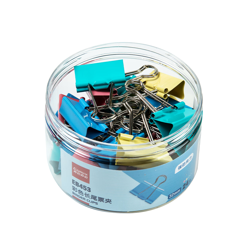 Comix 24pcs 32mm Colorful Long Tail Paper Clips No.3 Medium Metal Binder Clips Document Clips Stationery Office Supplies Price Guarantee 24pcs/Tube EB453