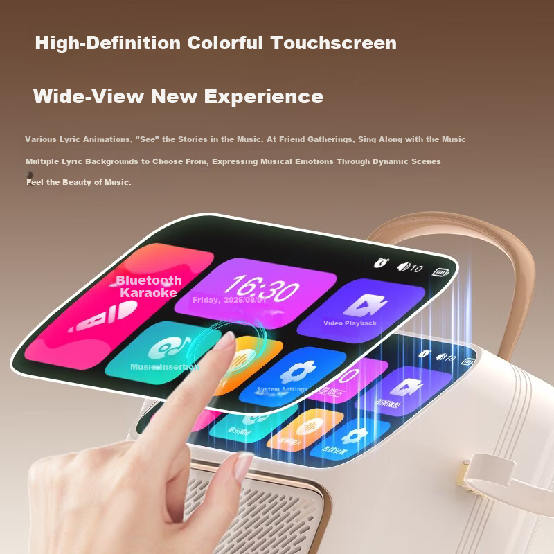 Jinyun (KINYO) [Video Playable] Dynamic Lyrics Karaoke Speaker All-In 2026 New Home KTV Set, Touchscreen Karaoke, Outdoor Bluetooth Speaker Gift K800V