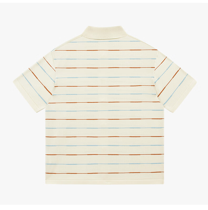 Charles Peach Heart Summer Trendy Small Heart Striped Couple Short Sleeve Polo Shirt Cool Casual Unisex Off-White XS 17