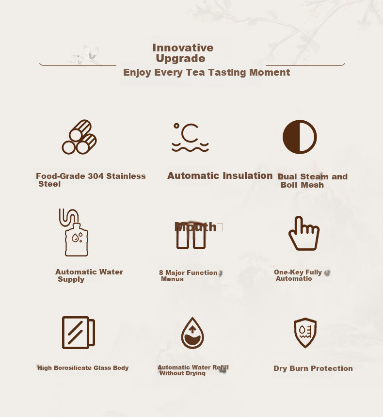 Biooner Fully Automatic Tea Extractor Water Supply Tea Cooker Steaming and Boiling Integrated Kettle Health Pot Smart Steam Spray Tea Kettle Temperature Control Insulation Electric Tea Kettle YQ-E07 2