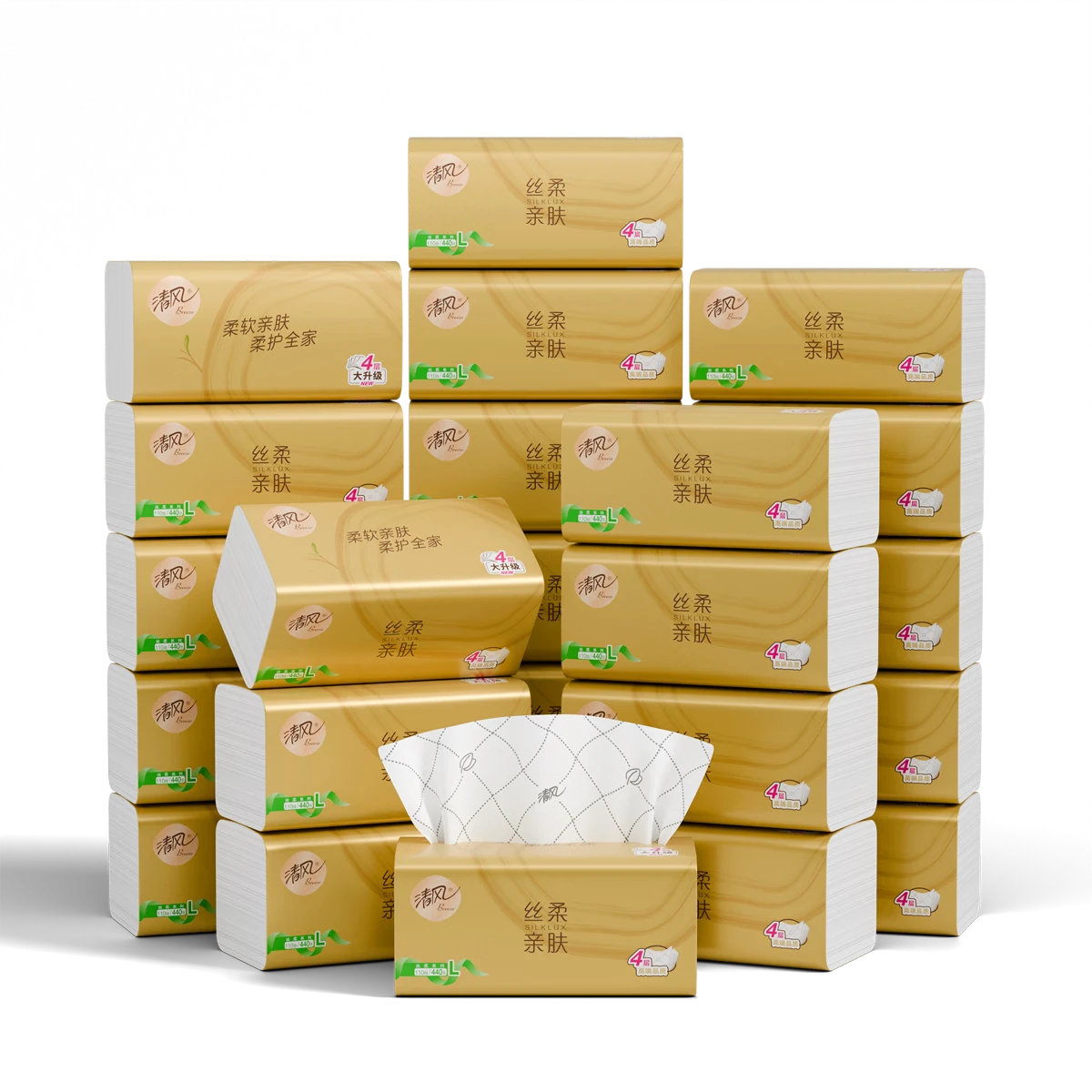 APP Facial Tissues, Soft And Smooth 4-Ply 110 Sheets*24 Packs L Size Extra Large, Toilet Paper Tissues, Napkins for Home Use, Whole Box Packaging