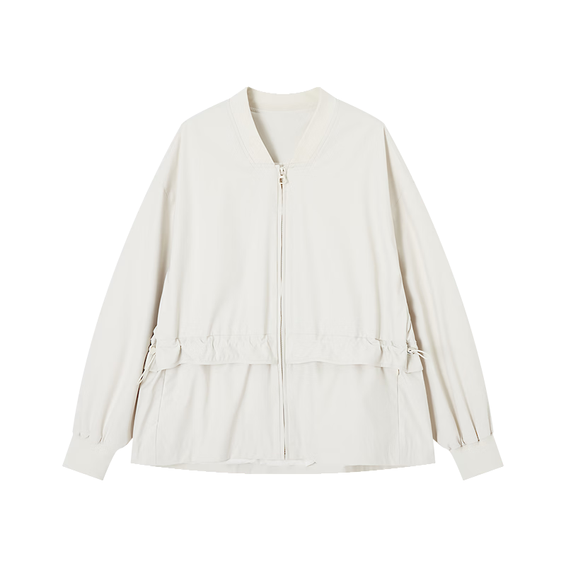 Demana [Three-Proof Black Technology] Spring Outdoor Wind Ribbed Collar Drawstring Sleeve Tab Petite Waist-Cinching Women's Jacket