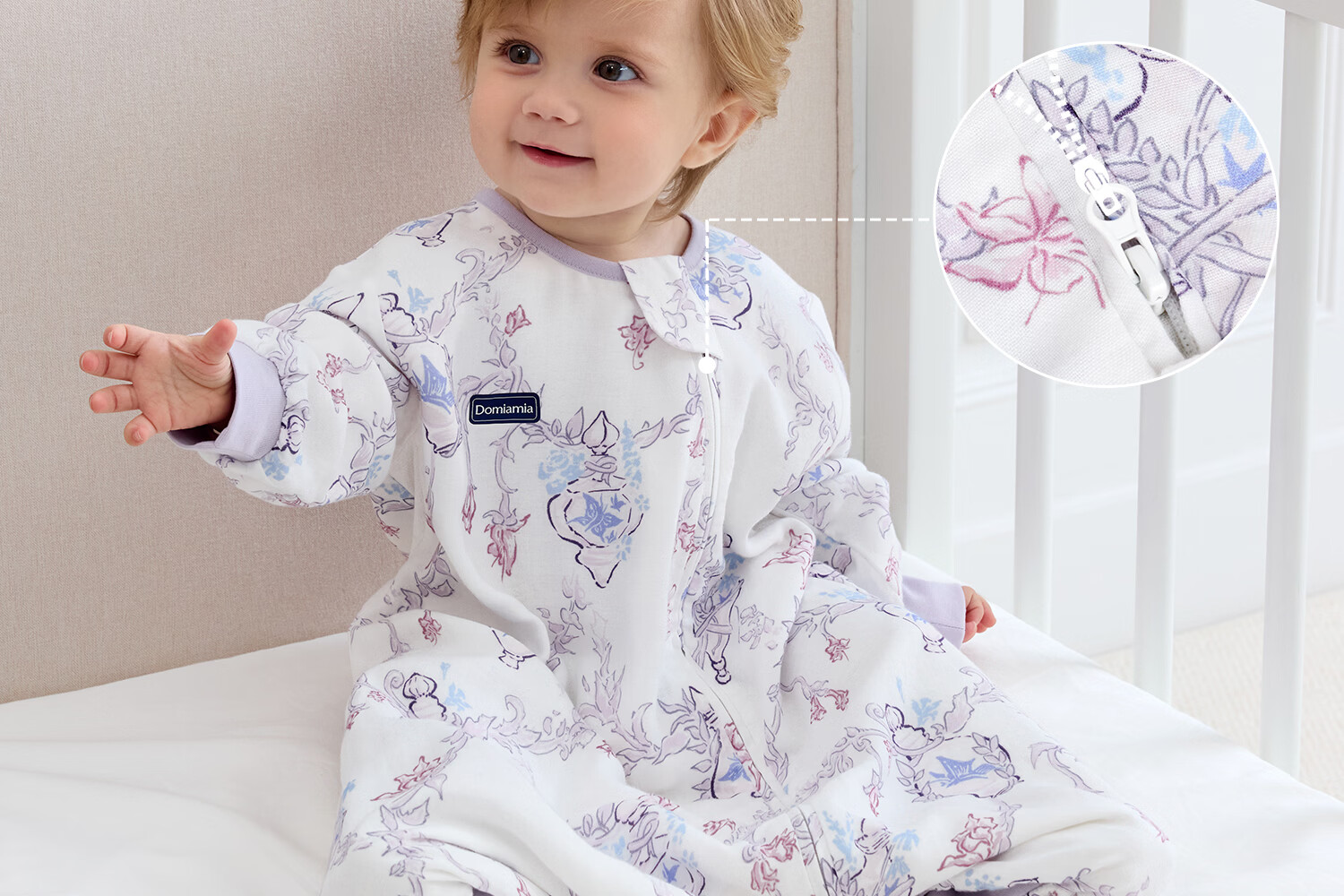 DOMIAMIA Baby Sleeping Bag All-in-One Four Seasons Universal 2-in-1 Anti-Kick Quilt Six-Layer Gauze Velvet Rabbit S 21-25℃ 32