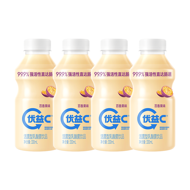蒙牛（MENGNIU）杨紫推荐 优益C乳酸菌饮品百香果味 330mL*4瓶
