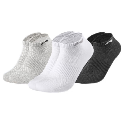 Li-Ning Sports Socks 3 Pairs Cotton Running Badminton Anti-Odor Sweat-Absorbent Short Socks for Men and Women