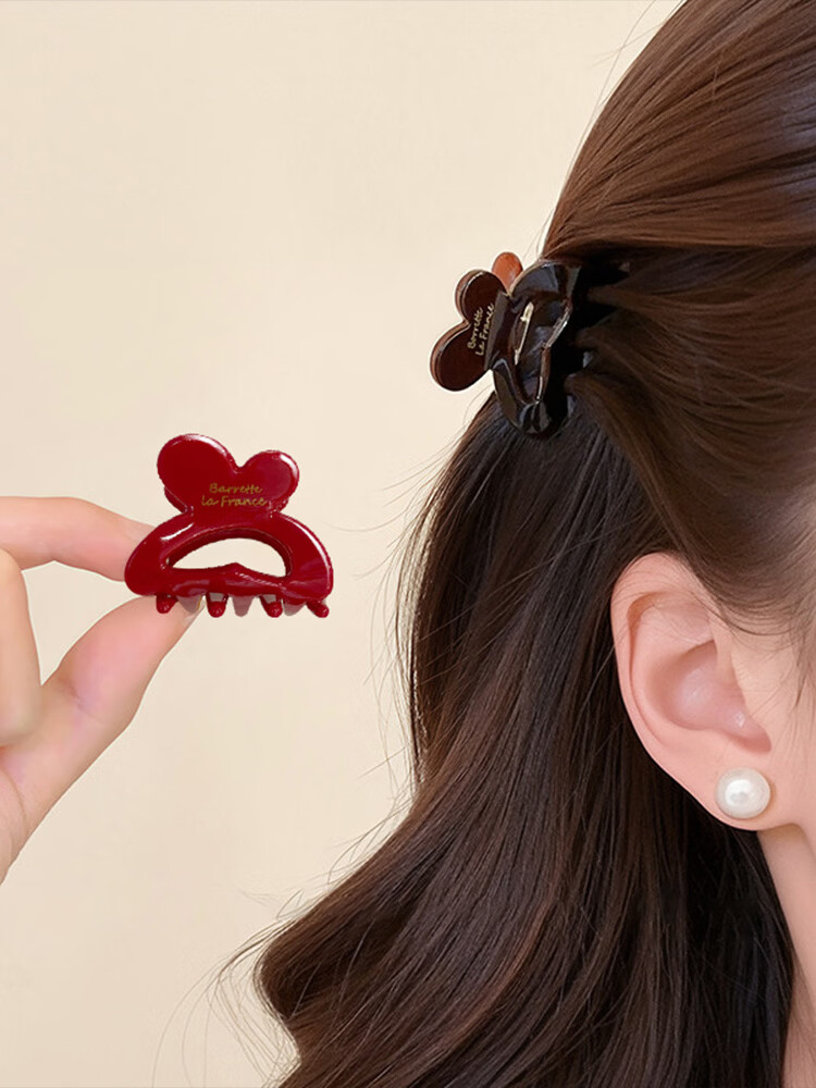 CHIMERA Red Hair Clip Set of 2 Bangs Claw Clips Side Hairpins for Women Qixi Valentine's Day Gift 1
