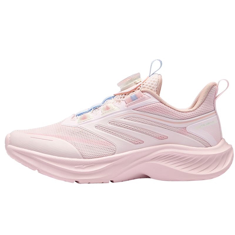 ERKE Kids Mesh Sports Shoes Boys and Girls Children's Knob Running Shoes Light Yarn Pink/Freshwater Pink Size 38
