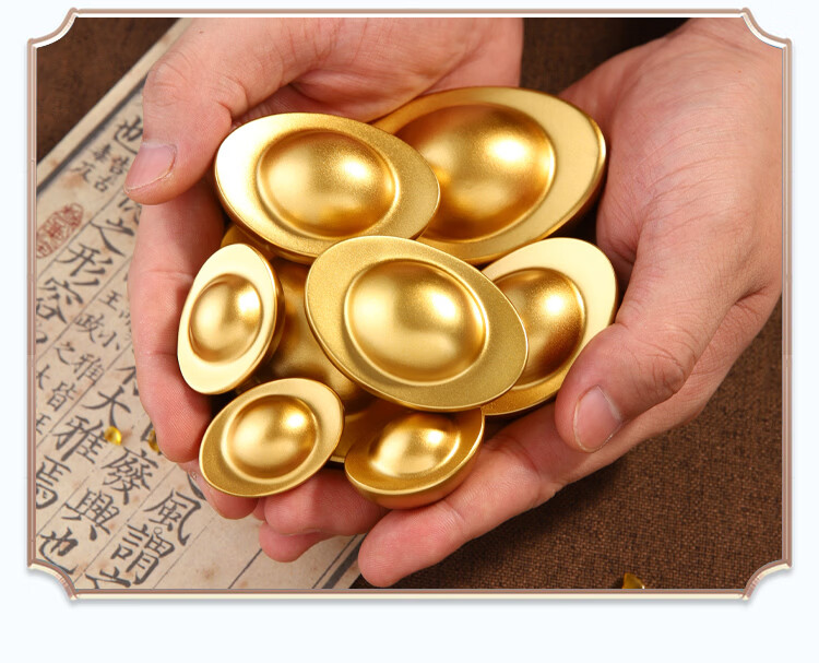 Bin Yue Copper Yuanbao Ornament Realistic Solid Copper Yuanbao Ingot Wealth Gold Yuanbao Decoration Opening Decoration 5.5cm Each 1