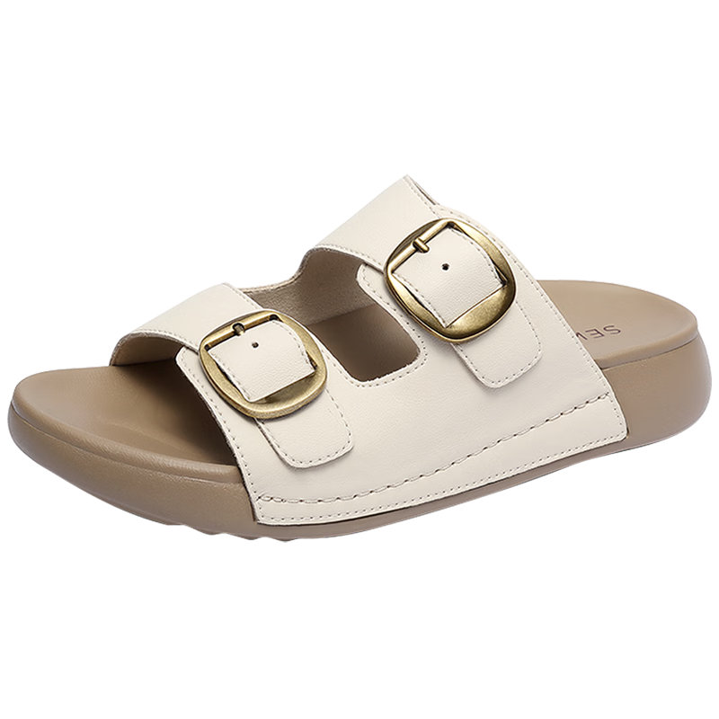 Senda Birkenstock Women's Summer 2026 New Mall Thick Sole Outdoor Sandals XYU01BT6 Beige Size 37