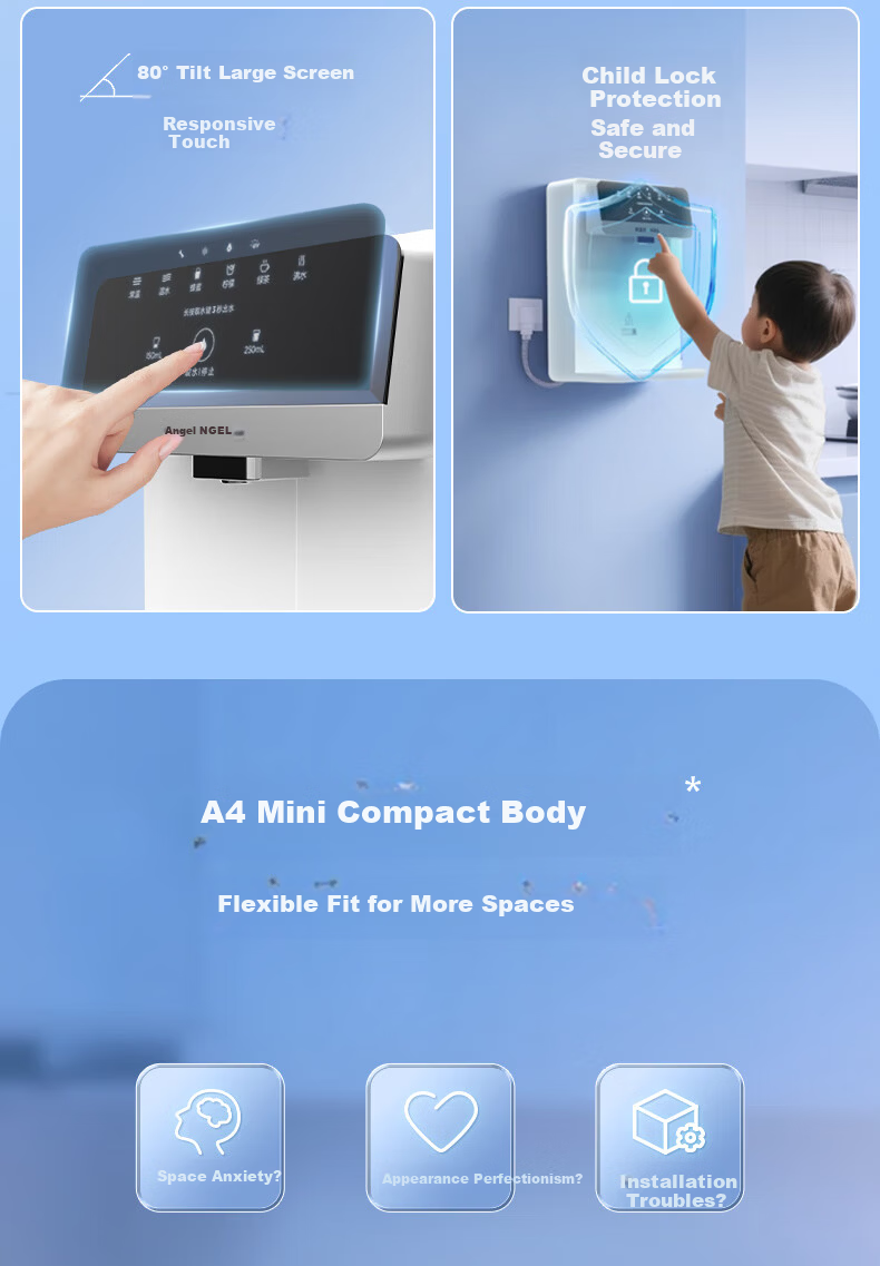 Angel Wall-Mounted Instant Hot Direct Drinking Water Integrated Purifier Companion Full Flow Adapter Ultra-Thin Home Six-Level Temperature Control Quantitative Water Dispensing Y3617BK-G 3