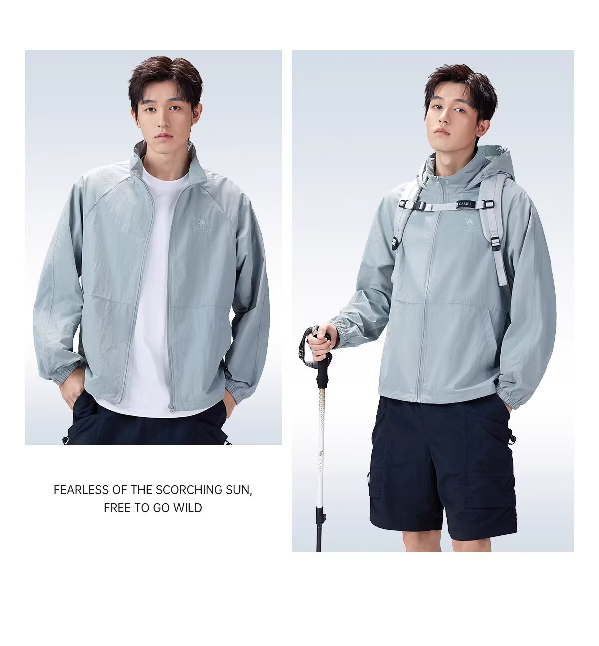 CAMEL Outdoor Sun Protection Jacket 2026 Spring Summer New Windproof Breathable Men's Hooded Water-Repellent Sports Coat 5016 8