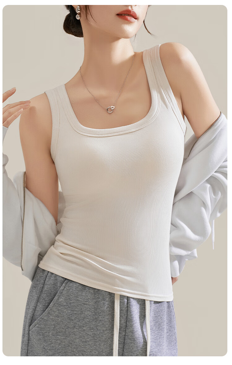 GUJIN Women's Spring Summer Camisole Vest Slim Fit Seamless Anti-Exposure Innerwear Top 9