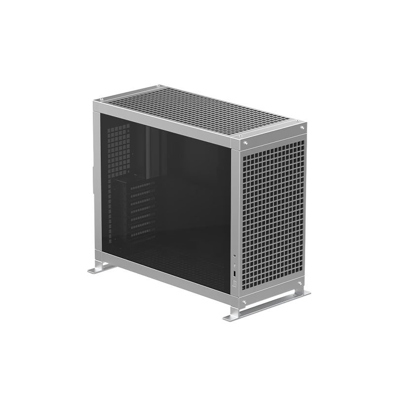 Abee PIXEL TWO All-Aluminum Computer Case, Silver + Glass Side Panel, Compatible with 4090 & 5090 / Dual 360mm Radiator Positions / E-ATX & EEB Motherboard / CNC Precision Machining