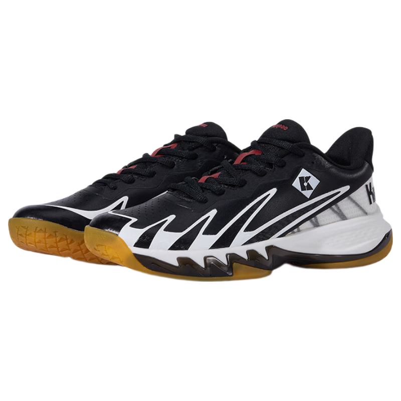 KUMPOO Shura Badminton Shoes ACF Cushioning Rebound Breathable Anti-Twist Non-Slip Sports Shoes KH-G828 Black/White Size 40