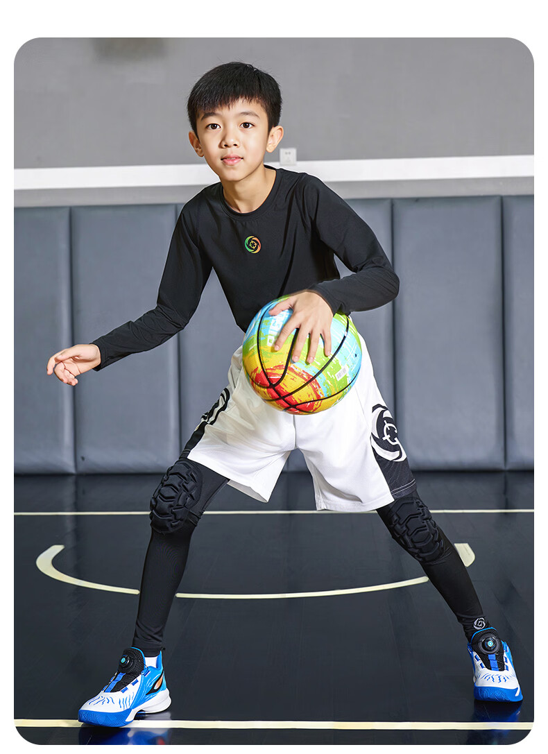 Zhunzhe Kids Impact-Resistant Basketball Training High-Elastic Breathable Knee Pads Compression Nine-Point Fitness Pants 8
