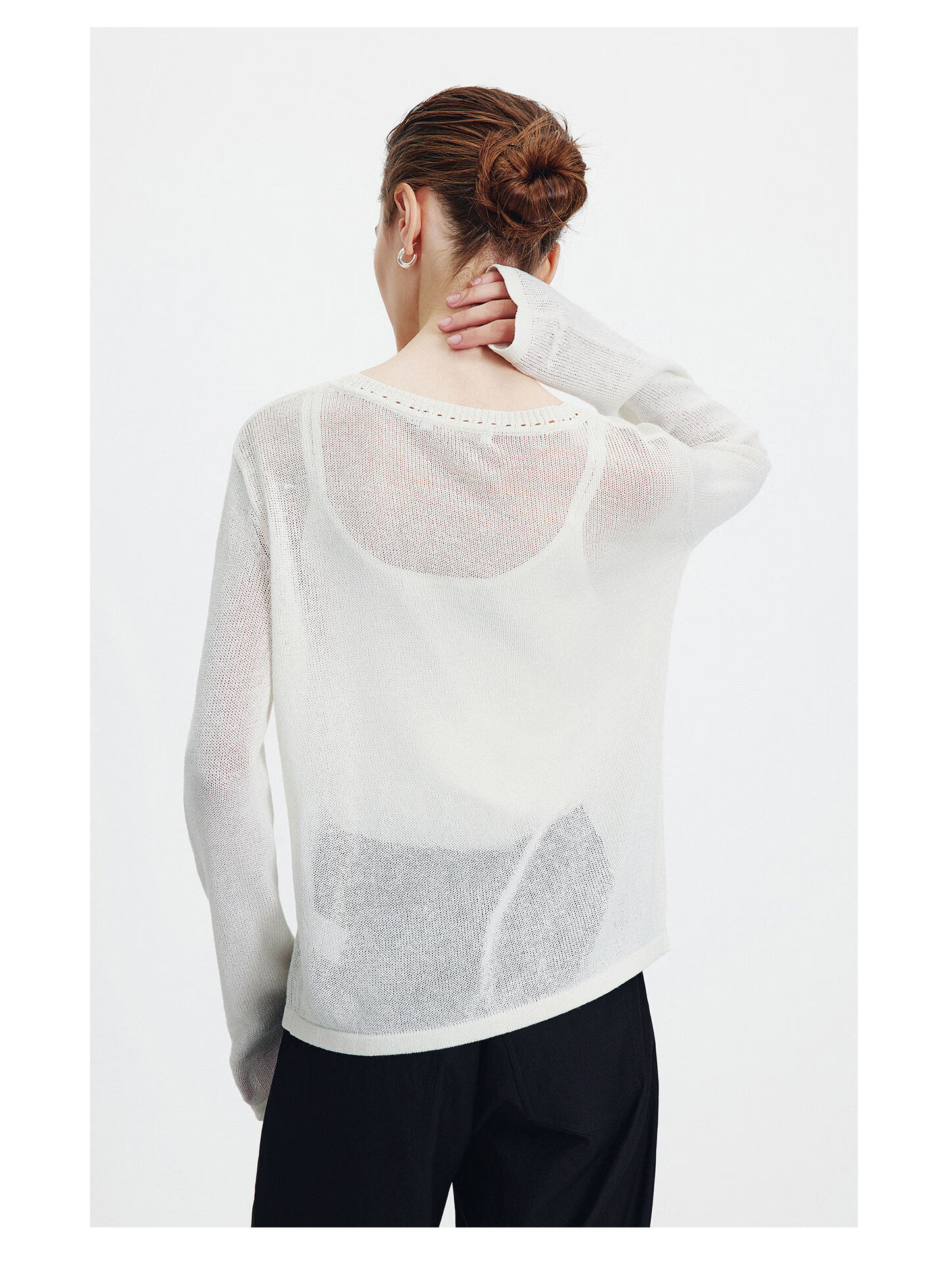 Navigare Fashion Week Same Style Small Sailboat 26 New Women's Lightweight Knit Round Neck Hollow Out Sweater Top 2314006501 35