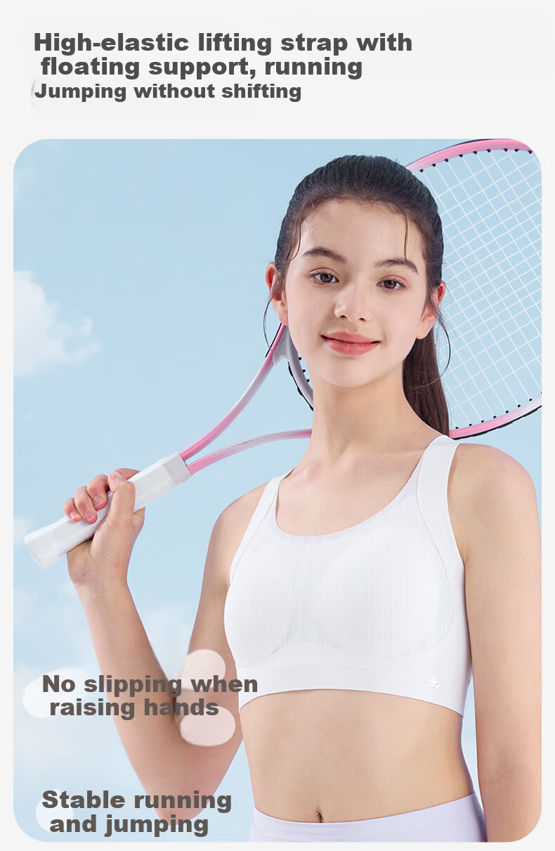 Jiusuibian Posture Correction Children's Underwear Girls 12-15 Years 7A Antibacterial Mesh Thin Girl Sports Bra PE Class Sports Vest 10