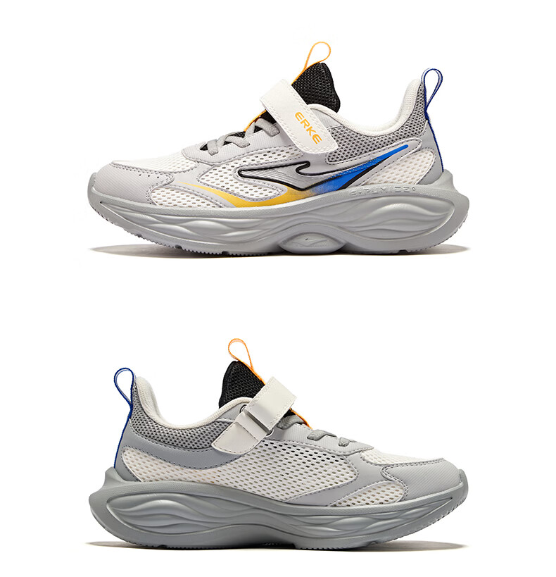 ERKE Kids Summer Mesh Boys and Girls Sports Shoes Children's Breathable Running Shoes Microcrystal White/Cloud Gray/Clean Water Color Size 36 55