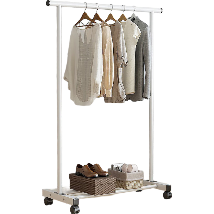 Milin Single Rod Hanger, Dormitory Coat Rack, Indoor Clothes Hanger, Floor-Standing Hanger, Bedroom Drying Rack, White Single Rod 100CM