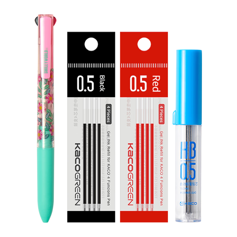 KACO EASY Youxie 3-in-1 Multifunction Pen Floral + Refill Set (SMILEYWORLD Collaboration)