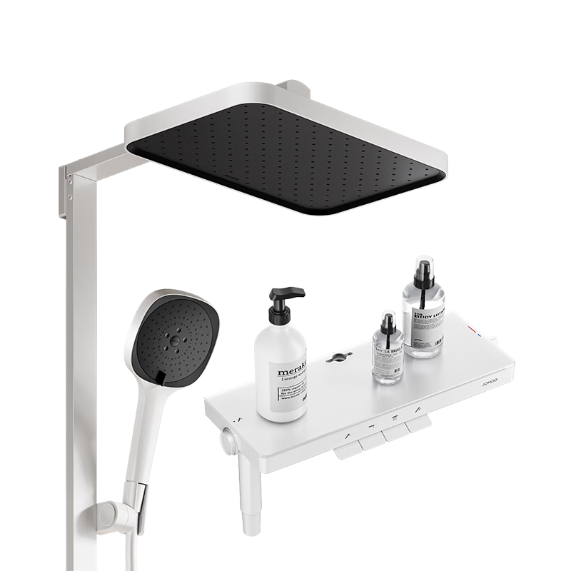 JOMOO Piano Key Storage Square Tube Top Spray Handheld Dual Anti-Scale Shower Set 36694 White