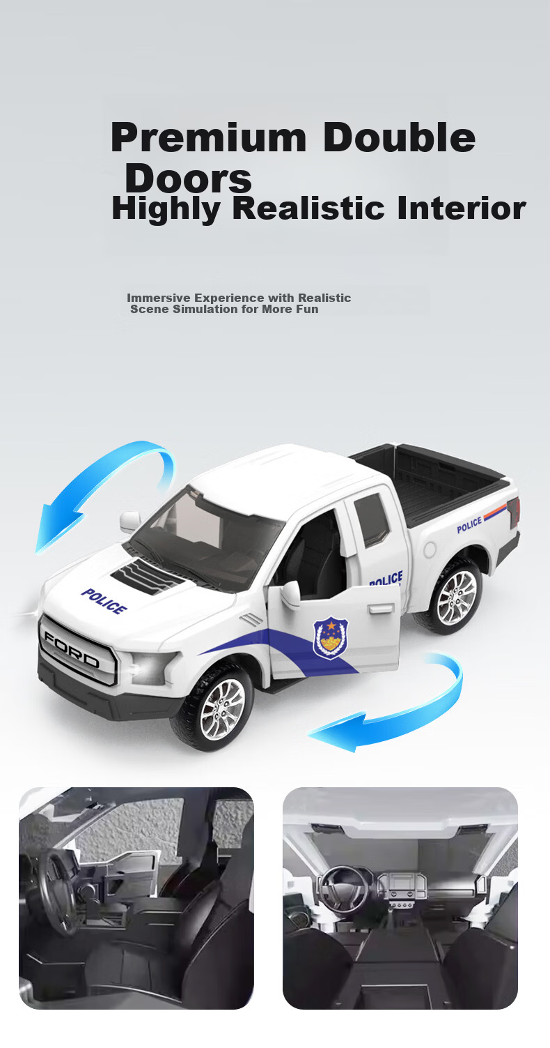 Honey Joy Kids Inertia BMW Police Car Toy for Boys Ages 3-6 with Doors and Lights Children's Day Gift 3