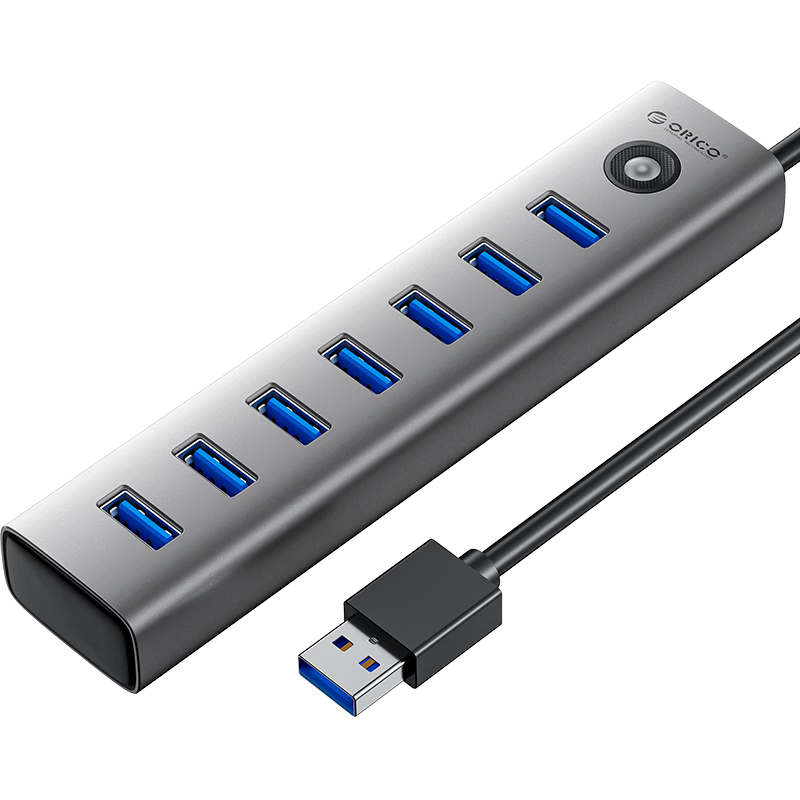 ORICO USB 3.0 Hub, 7-Port Expansion Dock, Aluminum Alloy HUB, Power Supply, Laptop And Desktop Expansion Dock, Compatible with Lenovo And Huawei USB Expansion CL7U