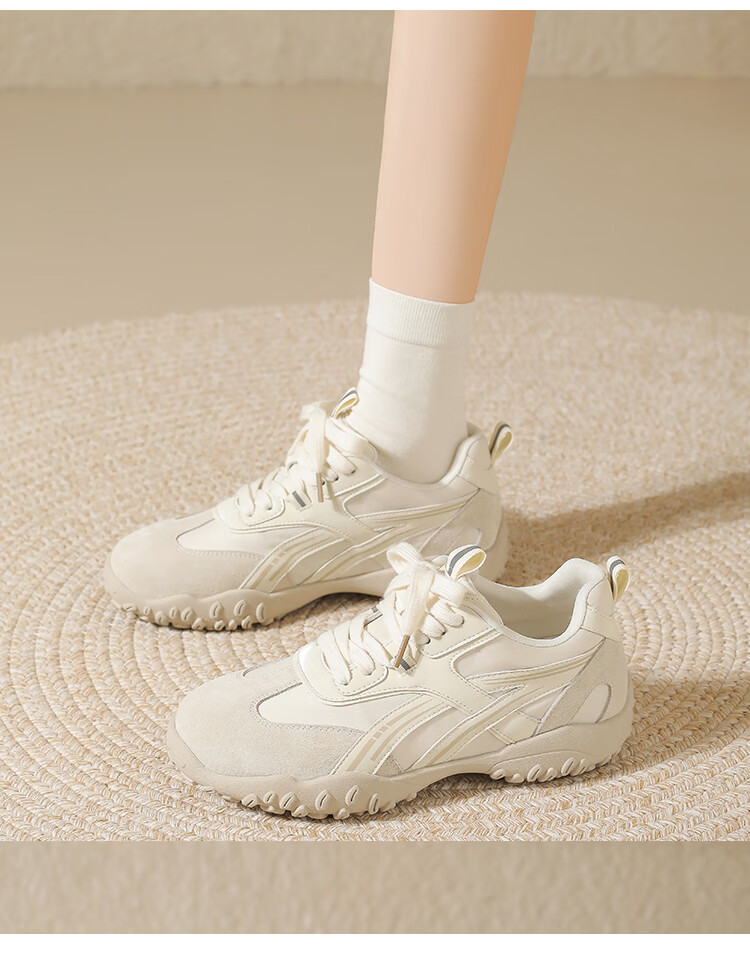 ZHR First Layer Pigskin Training Shoes Women 2026 New Height Increasing Sports Casual Shoes QS107 Beige Size 38 2