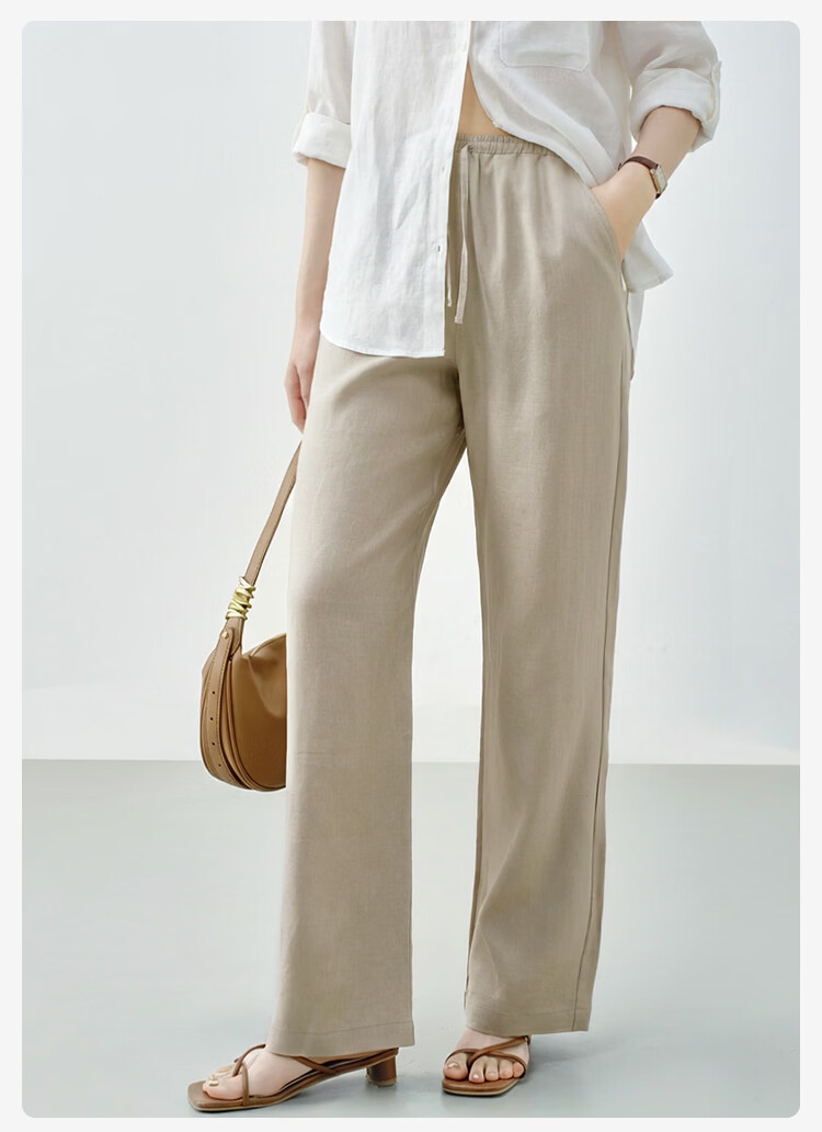 JD Jingzao 100% Linen Vintage Style Casual Pants for Women 2026 Spring Slim Fit Linen Color S 13