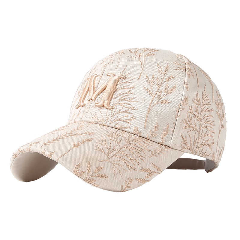 CACUSS Women's Spring Summer New Fashion Embroidered Baseball Cap Lightweight Luxury Hard Top Visor Hat Sand Beige