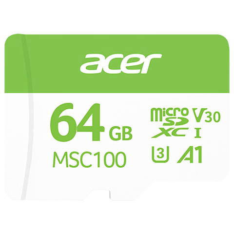 Acer 64GB TF (MicroSD) Memory Card A1 U3 V30 C10 MSC100 Storage Card 100MB/s Read Speed Compatible with Dash Cam/Surveillance Camera