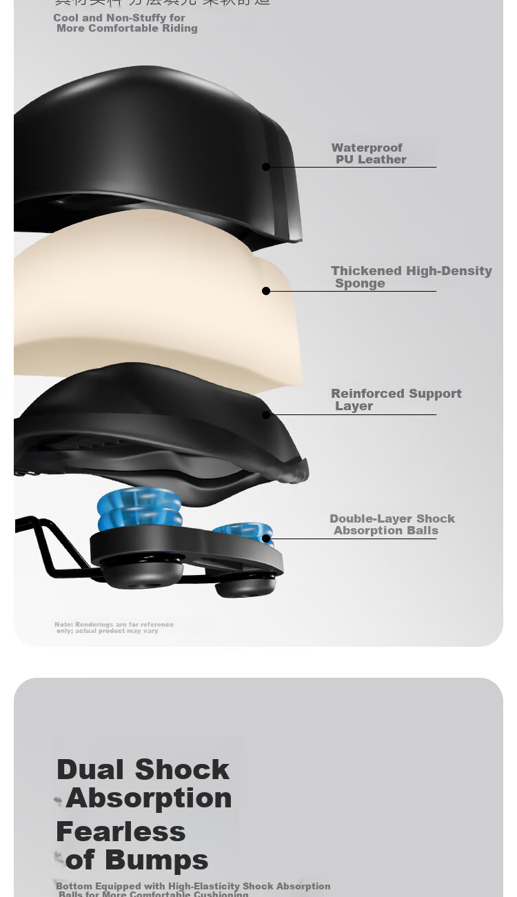 FOREVER Mountain Bike Saddle Ultra-Soft Thickened Universal Comfortable Hollow Breathable Soft Seat Black Blue 6