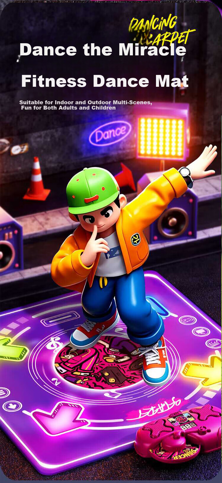 Mbery Music Dance Mat Children's Toy Fitness Game Home Dance Machine for Kids Ages 7-14 Boys and Girls New Year Gift 8
